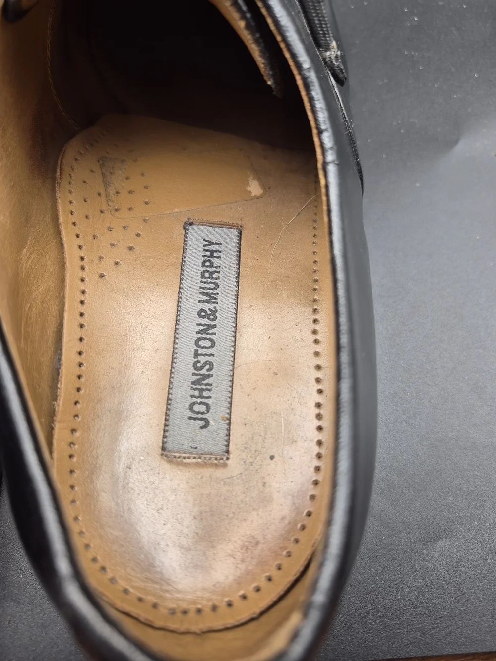Johnston & Murphy Black Leather Cap-Toe Oxfords
